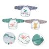 Beatifufu 3-Pack Baby Feeding Bibs with Sleeves, Waterproof and Washable, Cartoon Designs view 2