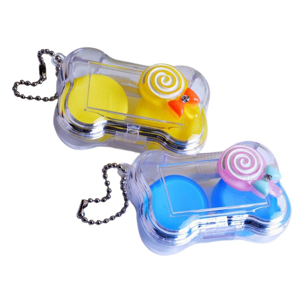 Healeved 2-Piece Portable Plastic Contact Lens Case, Left/Right Markings, Random Color