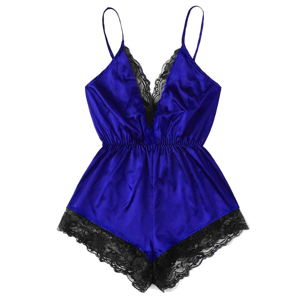 Women’s Sexy Lace Mesh Babydoll Lingerie Bodysuit Set