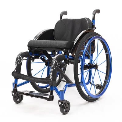 PNAJFUEL Sport and Leisure Wheelchair, Self-Propelled Manual Wheelchair, Lightweight Folding Aluminum Alloy, Blue, 42 cm / 16.5 in Seat Width