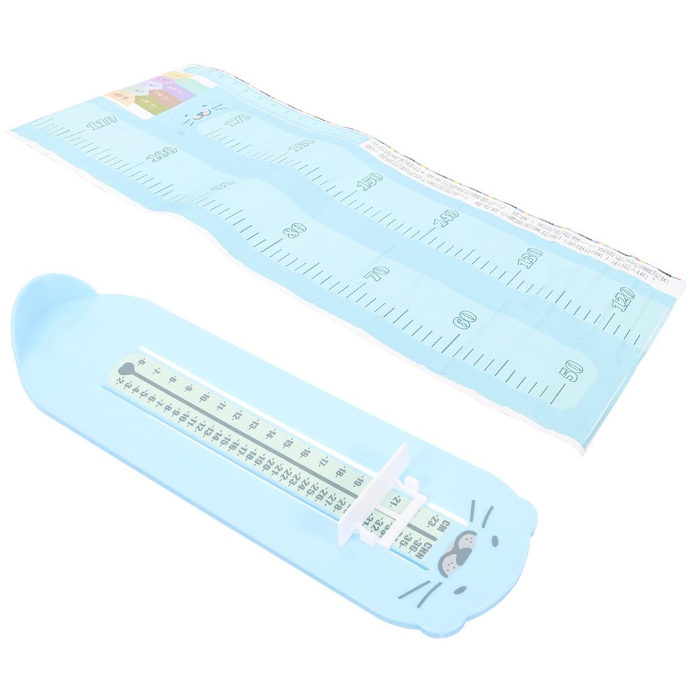 HAPINARY Children's Foot Measuring Device with Growth Chart, Blue Plastic Cartoon Design