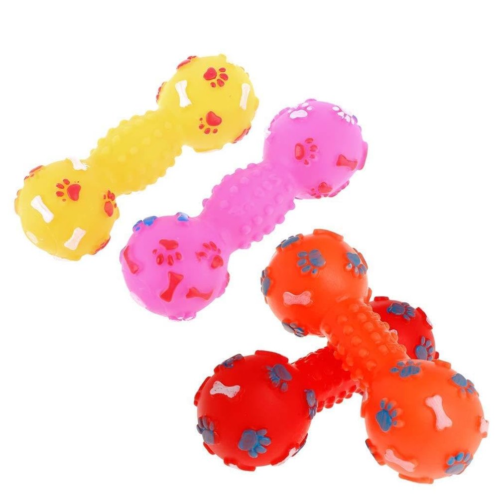 BOGEEL Interactive Dog Toy - Squeaky Dumbbell