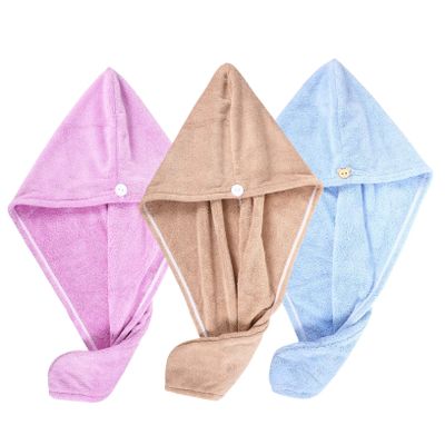 Coral Fleece Hair Turban Towel 3-Pack for Home
