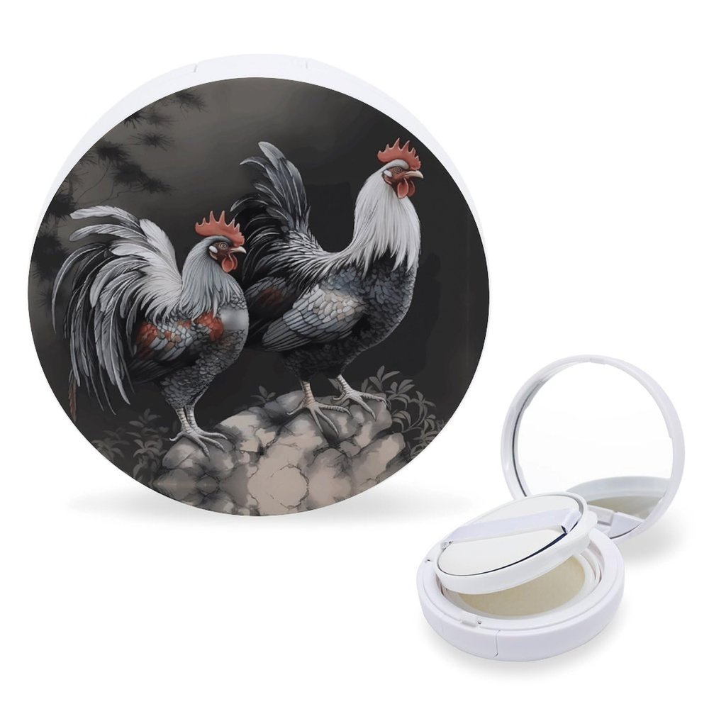 Empty Cushion Compact Makeup Case with Rooster Print