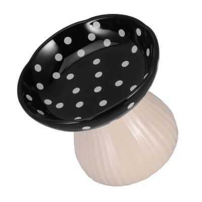 Kisangel Elevated Ceramic Cat Bowl, Mushroom-Shaped, Stable and Shallow