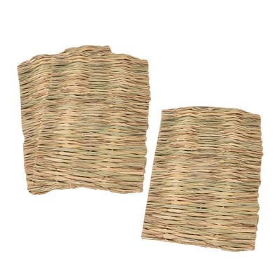 TOGEVAL 3-Piece Handwoven Grass Rabbit House and Soft Grass Mat for Small Animals