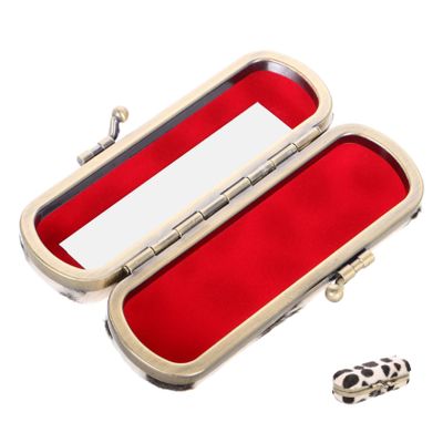Portable Iron Lipstick Travel Case with Mirror and Fuzzy Finish