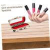 Portable Iron Lipstick Travel Case with Mirror and Fuzzy Finish view 3