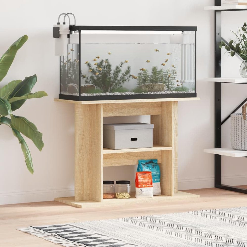 Somanki Aquarium Stand, Sonoma Oak, 80 x 35 x 60 cm, Engineered Wood
