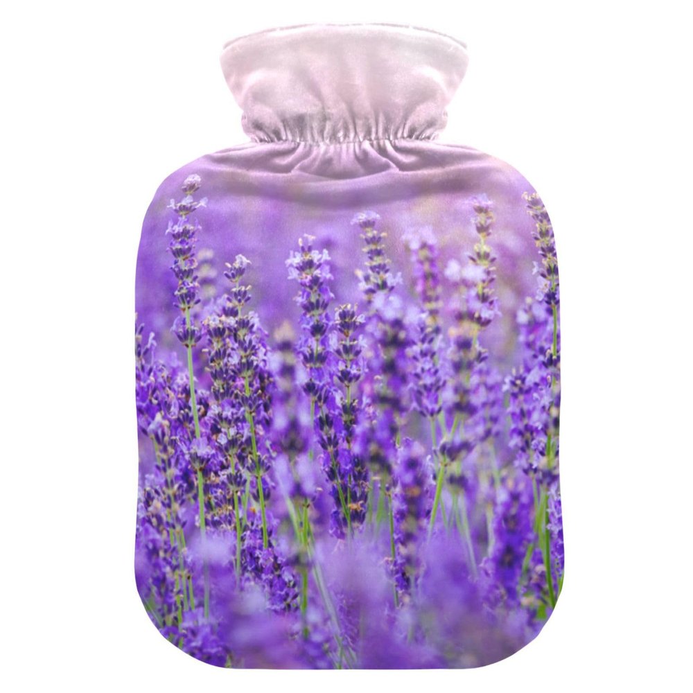 1L Hot Water Bottle with Cover, Lavender Flower, Leakproof