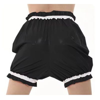 YGZHANYUANOKU Unisex Diaper Shorts, Patchwork Wetlook PVC Leather, Elastic Waist, Loose Dancewear, Fetish Sissy Lingerie, Black, M