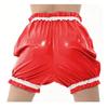 YGZHANYUANOKU Unisex Diaper Shorts, Patchwork Wetlook PVC Leather, Elastic Waist, Loose Dancewear, Fetish Sissy Lingerie, Black, M view 3