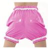 YGZHANYUANOKU Unisex Diaper Shorts, Patchwork Wetlook PVC Leather, Elastic Waist, Loose Dancewear, Fetish Sissy Lingerie, Black, M view 4