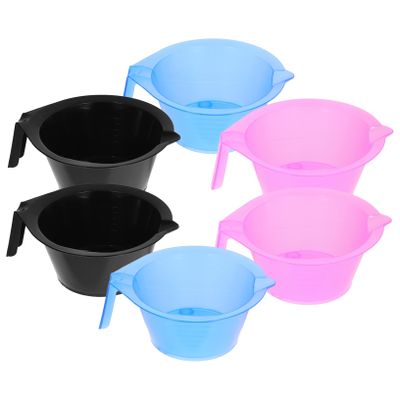 Healeved 6-Piece Colorful ABS Hair Dye Bowls with Measurement Scale and Triangular Base, Random Colors