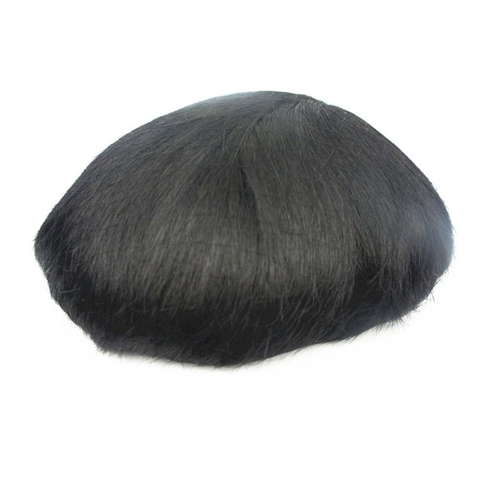 Men's Toupee for Hair Loss Coverage, #1B Off Black, 6x8, 100% European Human Hair, Lace & PU System