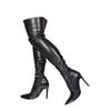 LIUGUISUOCHBH Women's Over-the-Knee Fetish Boots, High Stiletto Heels, Zipper, Black, EU 44 view 1