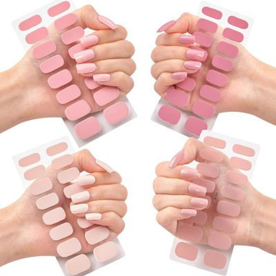 Gel Nail Stickers, 4 Colors, Simple Style, Semi-Cured Gel Nail Strips