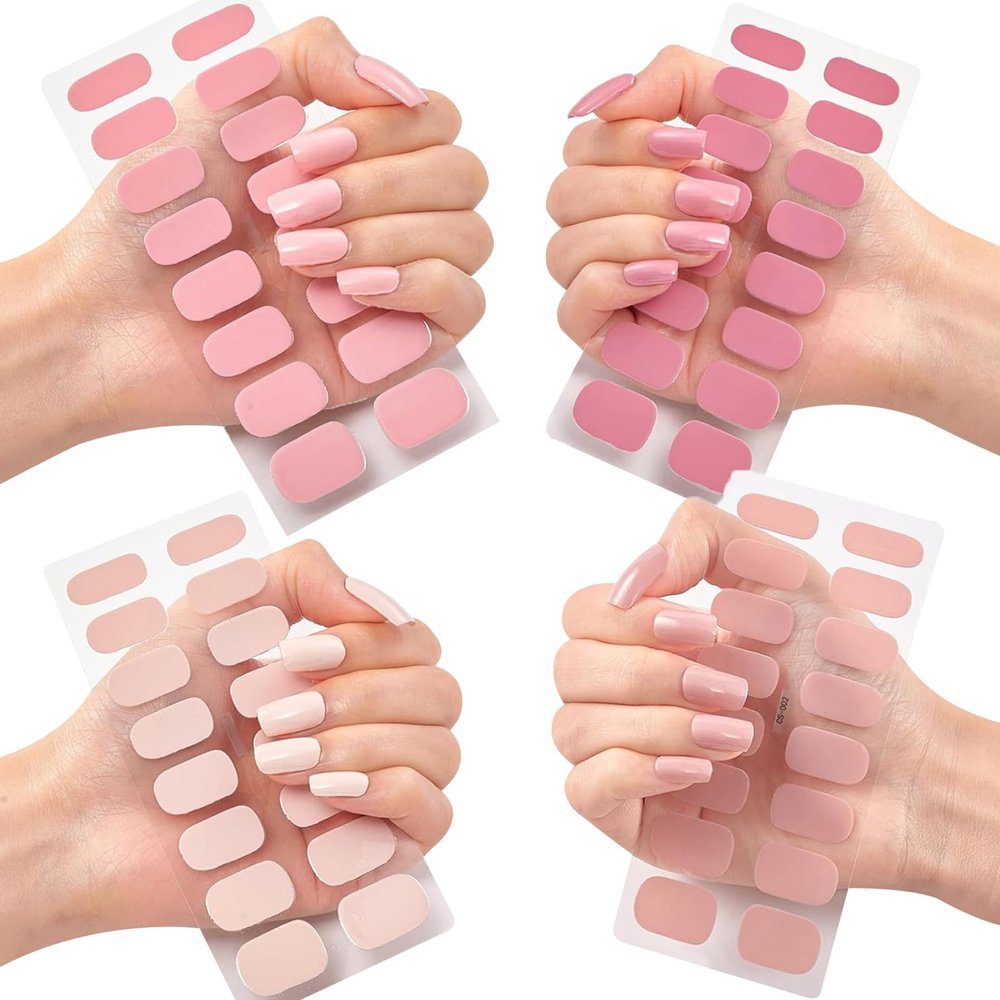 Gel Nail Stickers, 4 Colors, Simple Style, Semi-Cured Gel Nail Strips