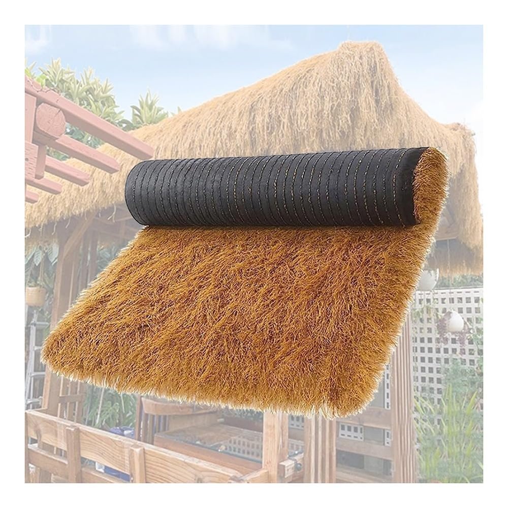pujindu Artificial Thatch Roof, Synthetic Thatch Roll, Mexican-Style Decorative Artificial Straw Mat for Bar and Garden (39.4 x 78.7 in)