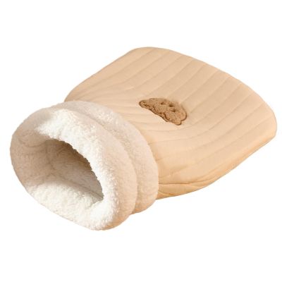 Cat Sleeping Bag | Linen Cat Bed Cave | Washable Cozy Cat Beds with Bear Pattern