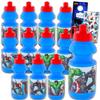 Marvel Avengers Reusable Water Bottles for Kids, 325 ml, 12-Piece Set with Pull-Top Lids, Tattoos and Stickers view 1