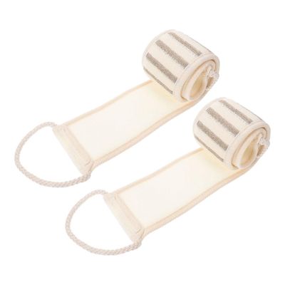 Linen Exfoliating Bath Glove Sponge, 2-Pack, Beige, Long Format