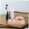 Pink Plastic Double Bowl for Cats to Prevent Wetness and Tipping view 3
