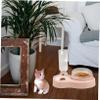 Pink Plastic Double Bowl for Cats to Prevent Wetness and Tipping view 4