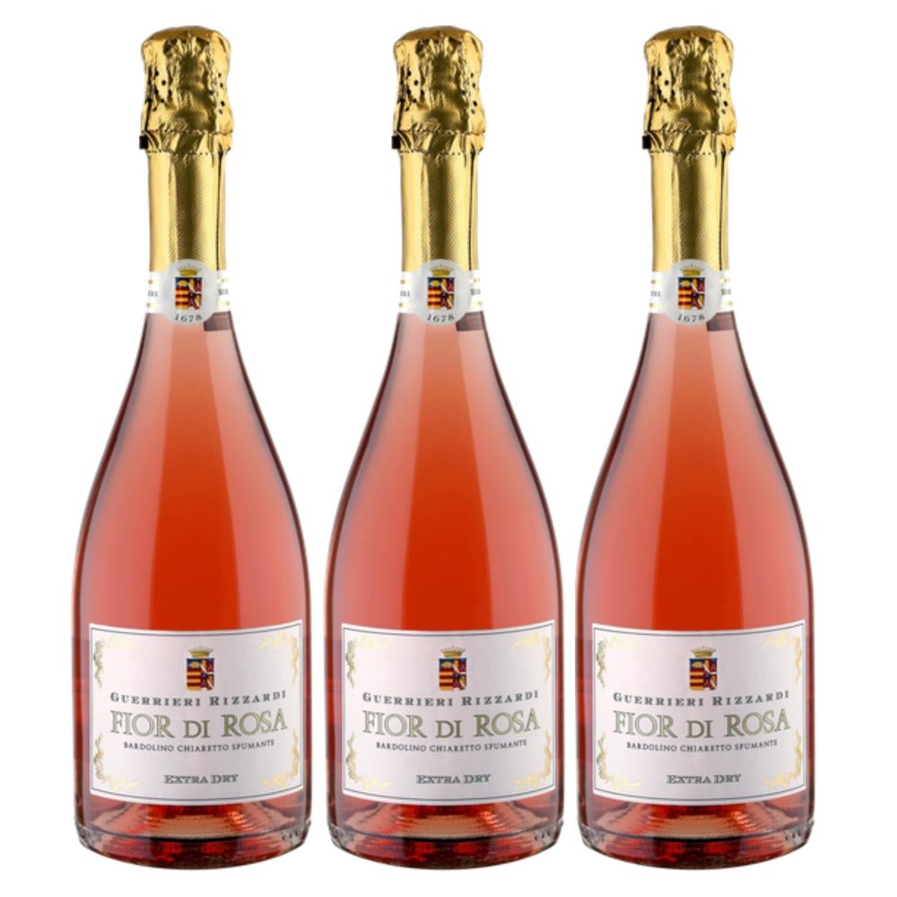 Guerrieri Rizzardi Fior di Rosa Chiaretto Spumante Extra Dry DOC Rosé Wine, Italy, 3 x 0.75 L, incl. FeinWert e-book