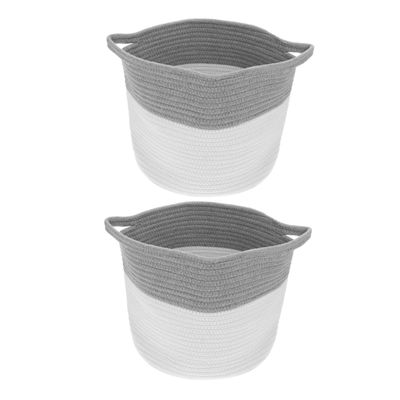 ibasenice 2-Piece Cotton Rope Storage Baskets, Round Storage Containers with Handles for Toys, Indoor Use and Nursery