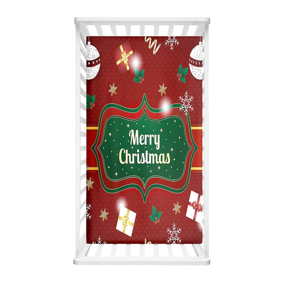 Morbuy Christmas Fitted Sheet for Baby and Toddler Mattresses, Soft Breathable Mattress Cover, 140 x 70 cm