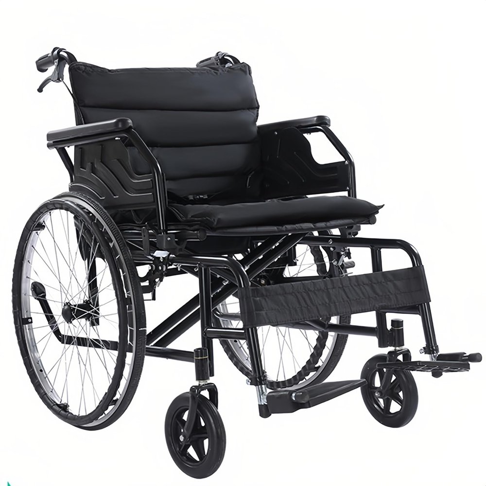 YXVSZB Foldable Lightweight Manual Wheelchair for Outdoor and Home Use, with Thick Comfortable Seat Cushion, Easy-to-Control Design (Black 1)