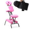 XCSCUK Tattoo-Scraping Chair, Folding Beauty Bed, Adjustable Massage Chair with Storage Bag, Pink view 1