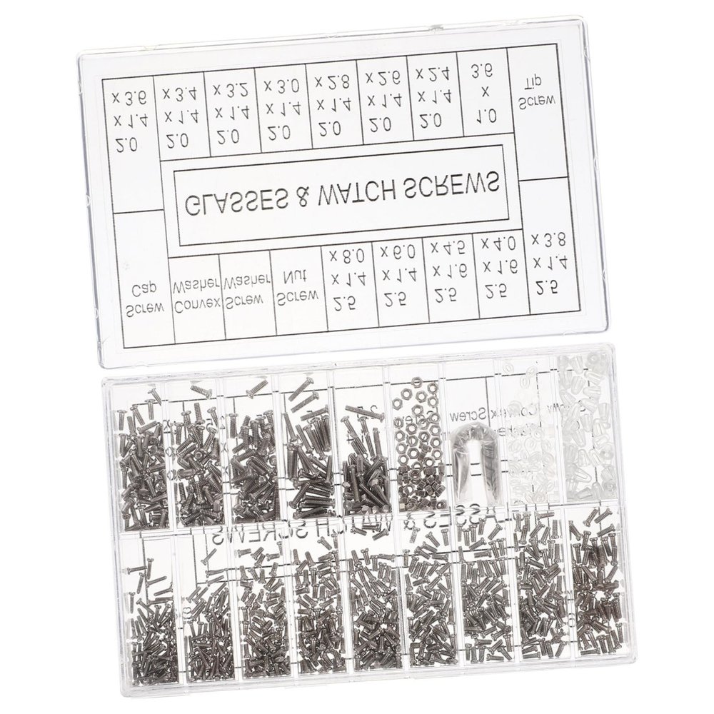 IWOWHERO Multi-Piece Eyeglass Replacement Screw Set with Tools and Storage Box