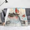 BWWHCCTI Flannel Throw Blanket with Butterfly and Hippopotamus Print, 60 x 50 in, Cute Small Warm Blanket for Bed, Couch, Sofa, and Office view 1