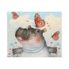 BWWHCCTI Flannel Throw Blanket with Butterfly and Hippopotamus Print, 60 x 50 in, Cute Small Warm Blanket for Bed, Couch, Sofa, and Office view 2