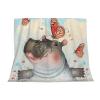 BWWHCCTI Flannel Throw Blanket with Butterfly and Hippopotamus Print, 60 x 50 in, Cute Small Warm Blanket for Bed, Couch, Sofa, and Office view 3
