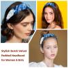 2-Pack Wide Velvet Headbands for Women, Blue Watercolor Octopus view 2