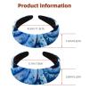 2-Pack Wide Velvet Headbands for Women, Blue Watercolor Octopus view 3