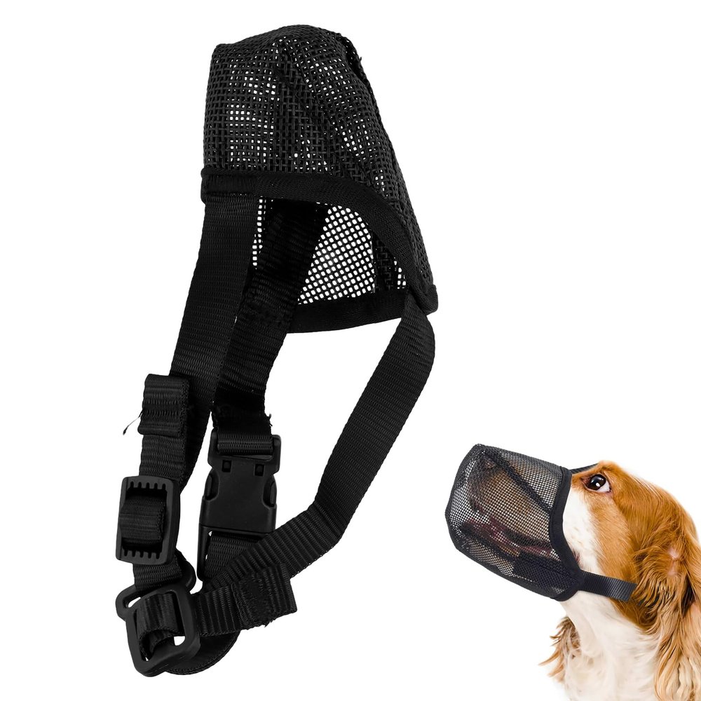 Amexo Dog Muzzle, Soft Mesh Muzzle for Small, Medium, and Large Dogs, Adjustable Muzzle for Sniffing, Licking, and Chewing, Allows Panting and Drinking (XS)