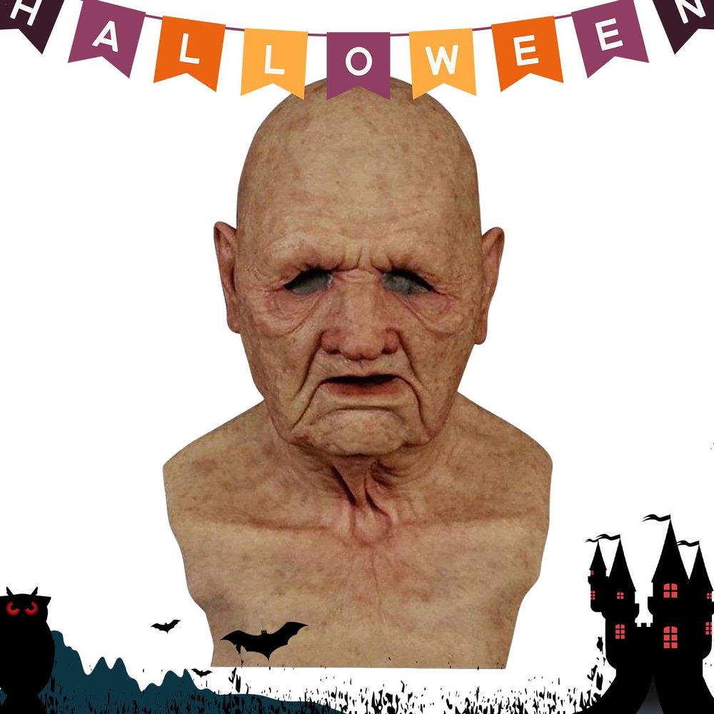 Old Man Face Cover | Realistic Latex Halloween Costume Mask
