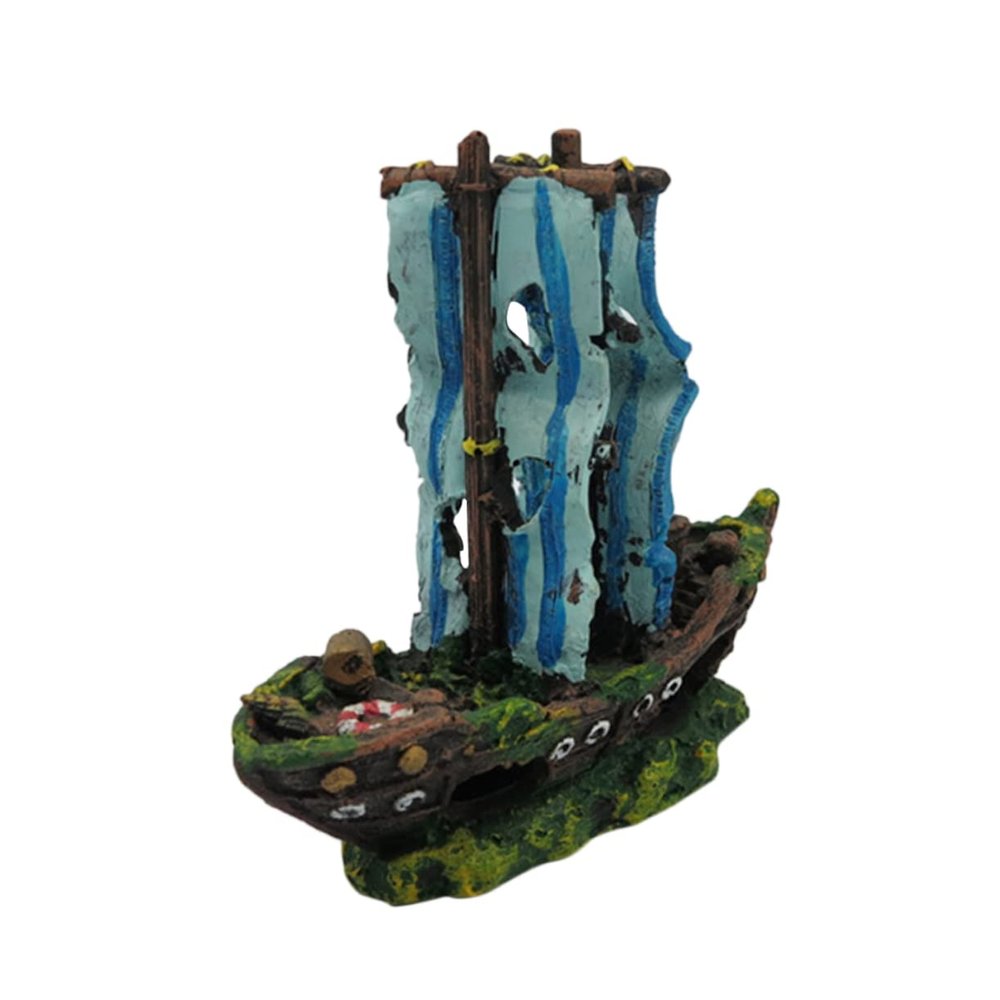 BUGUUYO Resin Sailboat Decoration for Aquariums