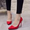 Women's Red Patent Leather High Heels, Pointed-Toe Pumps, Size 42 view 3