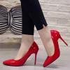 Women's Red Patent Leather High Heels, Pointed-Toe Pumps, Size 42 view 4
