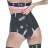 GAYLOP Sexy Black and Pink Latex Panties for Women, Rubber Shorts, Custom-Made Underwear, Handmade - Blue and Black - L view 3
