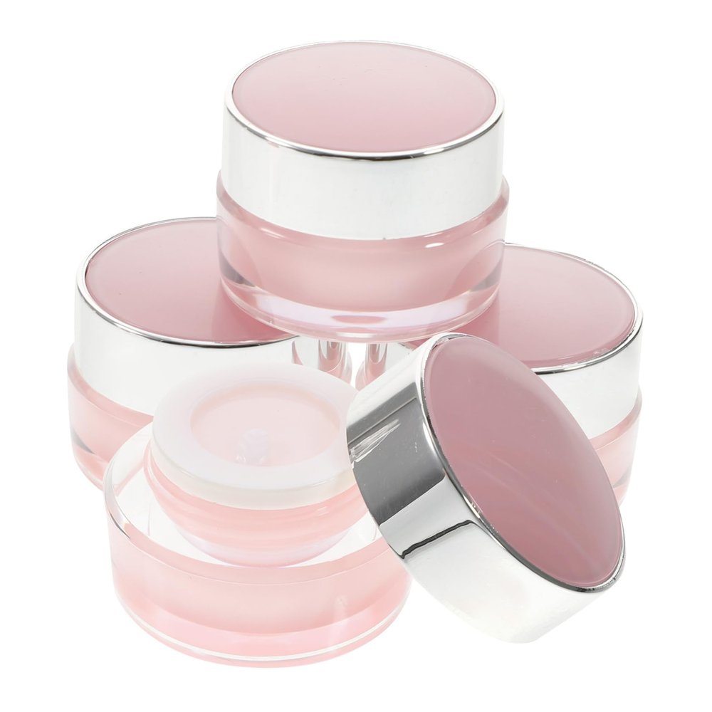 Baluue 4-Pack 5 g Airless Acrylic Cream Jars, Airtight Travel Containers, Space-Saving Portable Lotion Bottles