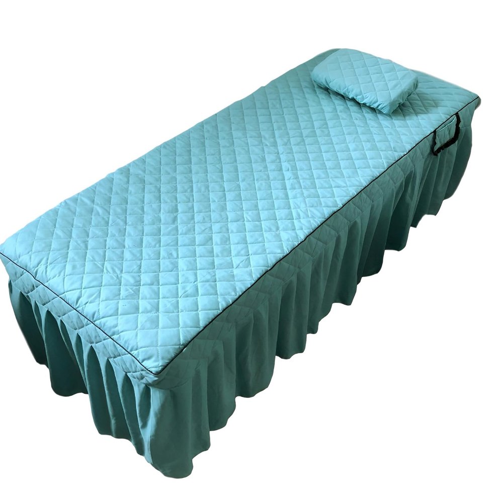 Chickwin Massage Table Sheet with Face Hole and Hem, Cotton Beauty Bed Cover, Elastic Fitted Sheet, Soft Massage Bed Sheet for Spa and Beauty Salons, 60 x 180 cm, Turquoise