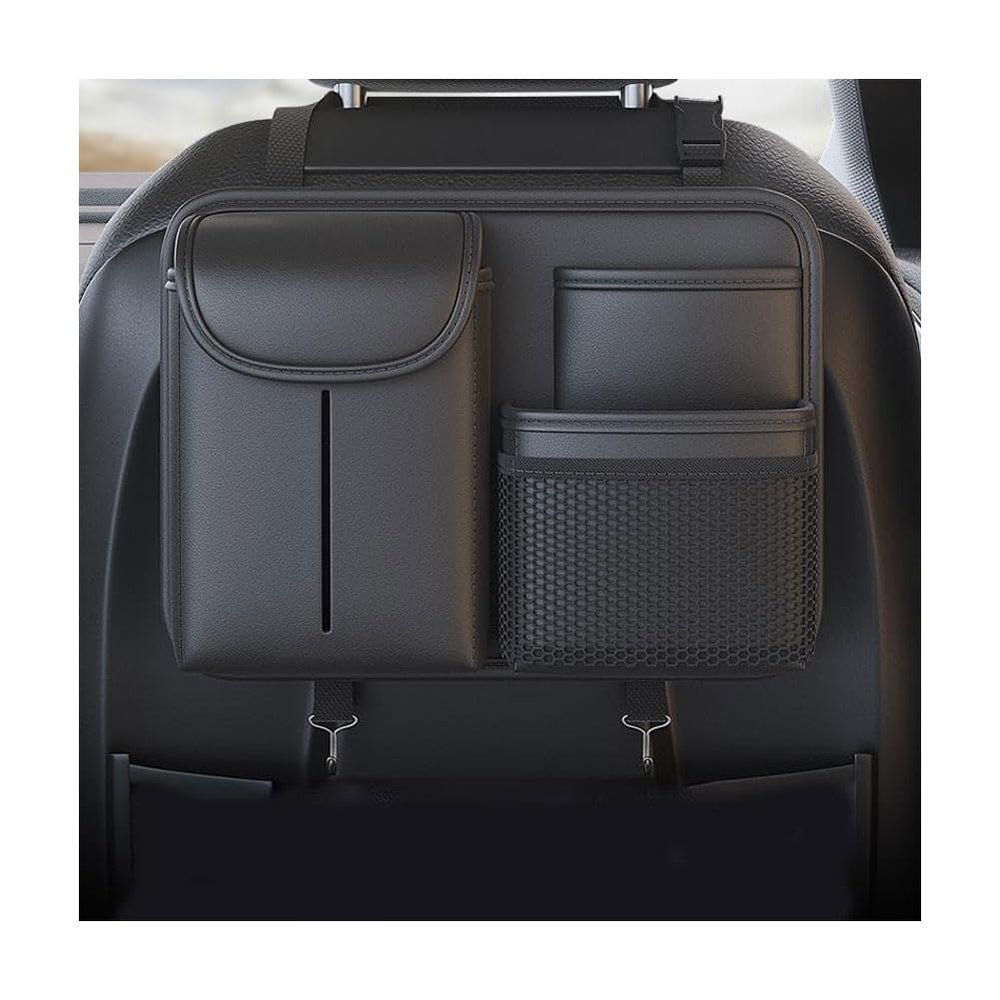 GuriDo Car Seat Back Organizer for Jeep Wagoneer/Wrangler/Grand Cherokee, PU Leather, Black