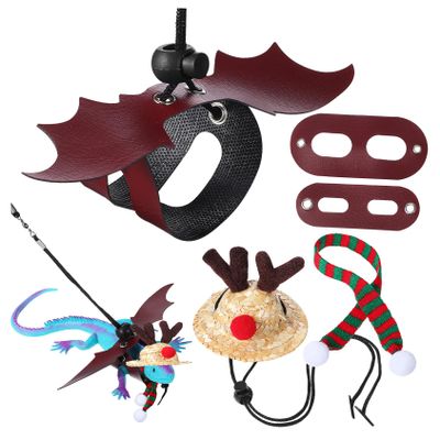 Pet Christmas Hat and Scarf Set with Leash for Bearded Dragons and Lizards