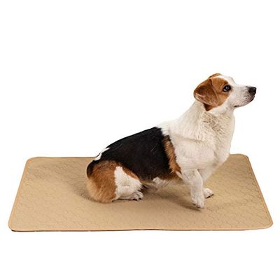 FANSU 2-Pack Reusable Puppy Pads for Dogs, Washable Incontinence Pads, 90 x 140 cm, Beige